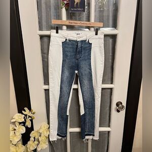PAIGE Hoxton Straight Ankle Two Toned White and Jean Ankle Denim